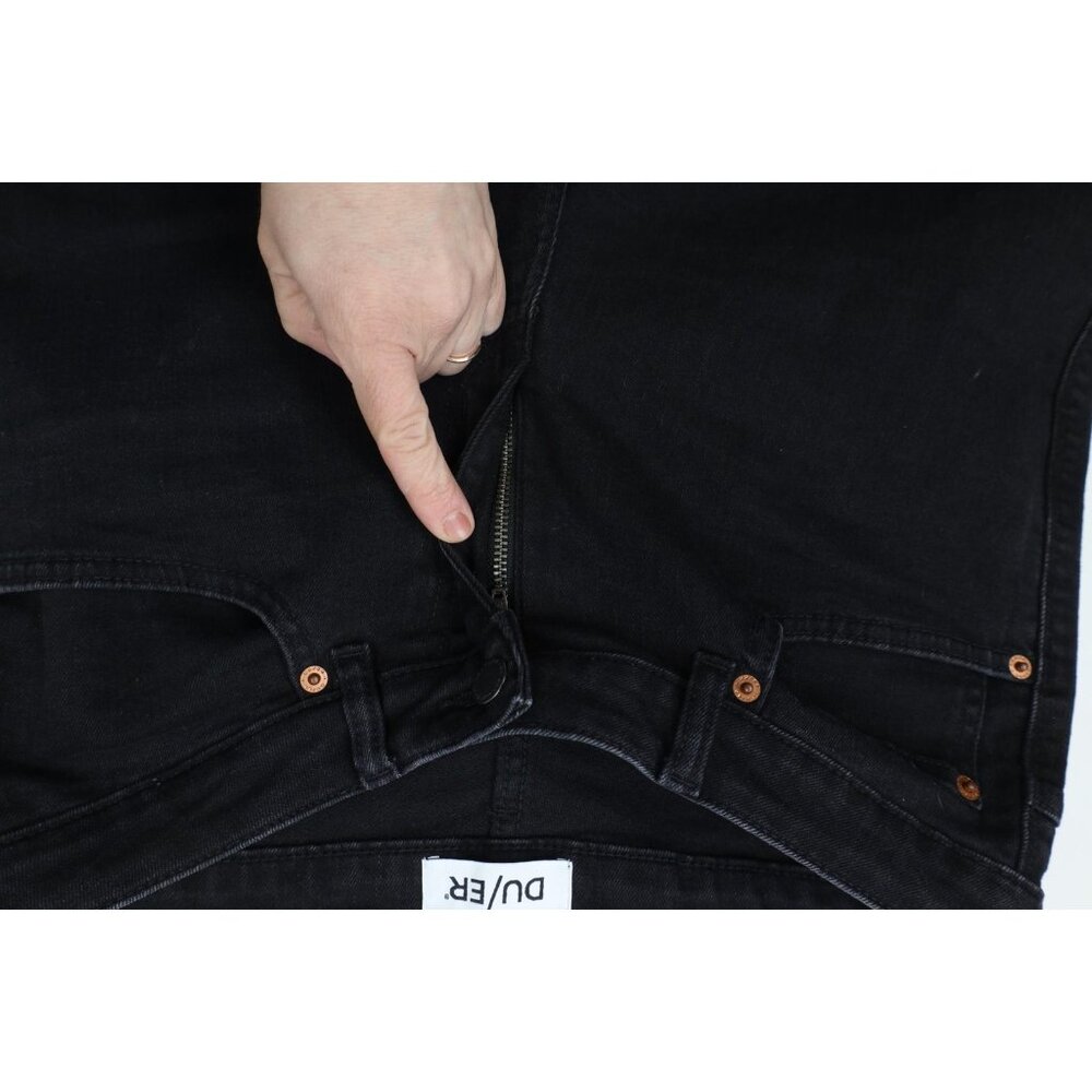 DU/ER DUER Womens Size 29 Faded Performance Denim Slim Straight Leg Jeans Black - Picture 8 of 16